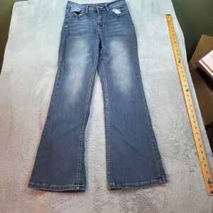 Grace in LA Jeans Womens M Boot‎ Cut Embroidered Wing Arrow High Rise Flare Blue